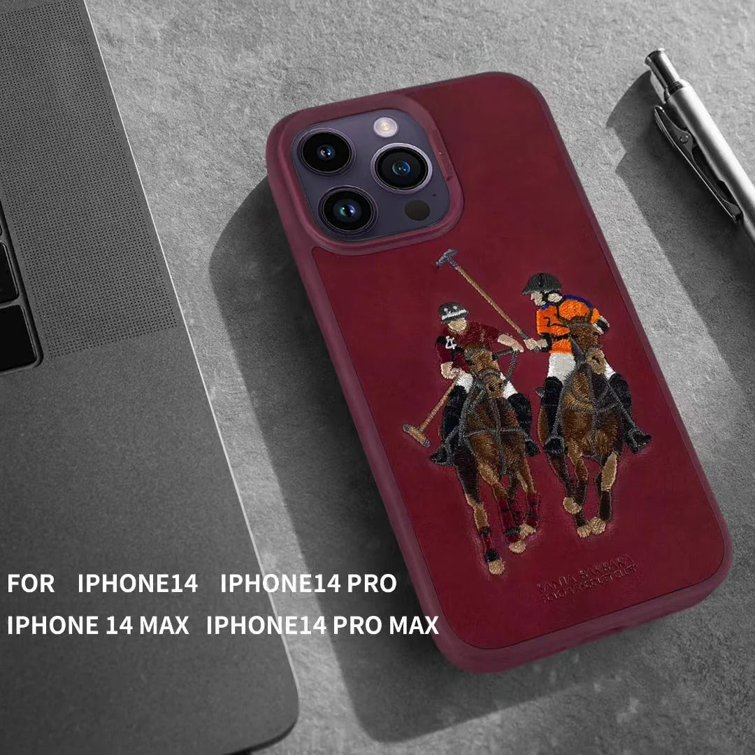 Santa Barbara Jockey Series Genuine Leather Red Case For iPhone